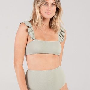 NWT Rylee+Cru seafoam ruffle swim